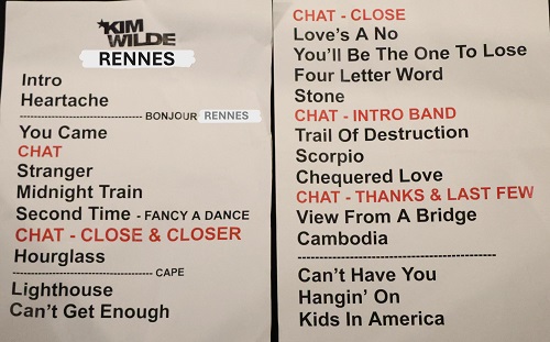 Setlist - Kim Wilde